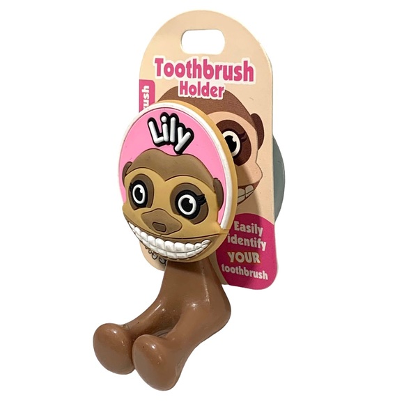 Happy Smiles Personalized Kids Toothbrush Holder Lily Monkey - Picture 3 of 4